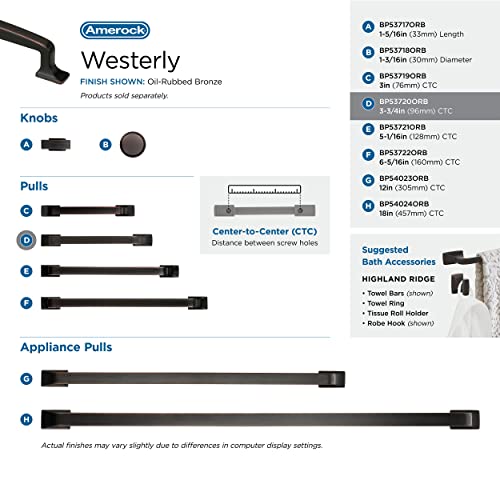 Image of Amerock 3-3 /4 inch Westerly Oil-Rubbed Bronze Drawer Pull