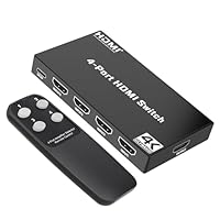 4K HDMI Switch 4 in 1 Out, HDMI Umschalter mit Fernbedienung, Unterstützt Dolby Vision, Kompatibel mit PS5, Xbox, Apple TV, DVD Spieler