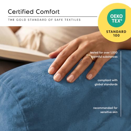 Image of Nestl Reading Pillow with Shredded Memory Foam Includes 2 Neck and Lumber Support Pillows, Designed for Sitting Up in Bed and Couch, Back and Arms Adjustable Support for Adult & Teens, Blue Heaven
