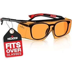 NoCry Blue Light Blocking Safety Glasses Over Eyeglasses with 100% UV Protection — UV Light Protection with Anti-Fog & Anti-Scratch Lenses; ANSI Z87.1 Certified — Adjustable Temples with Anti-Slip Tip