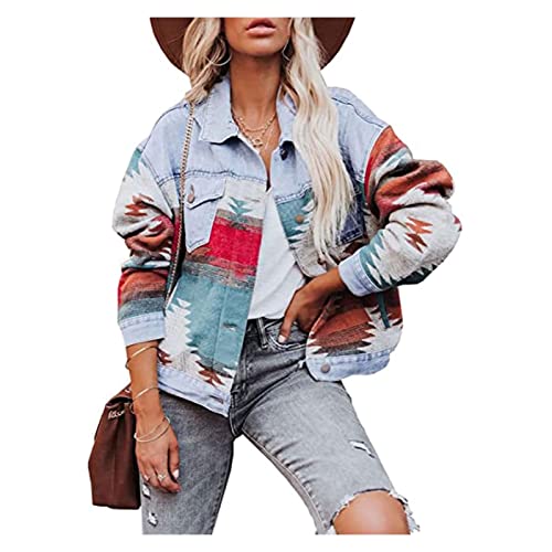 Joyyoq Kurze Jeansjacke Für Damen, Oversize-Crop-Jeansjacke, Leichte Jeansjacke, Dekoration, Lässig Geschnitten (Color : Light blue, Size : XL) Cover