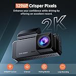 Dash Cam 1296P Front Dashcam, V300 WiFi Dash Camera for Cars with App, Night Vision, Mini Hidden Single Car Camera, Loop Recording, 24H Parking Mode, Support 256GB Max, Black - Image 2