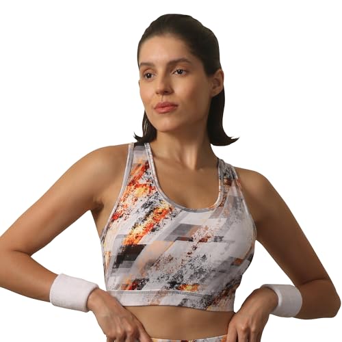 Image of SOIE Women's Medium Impact Quick Dry Padded Racerback Printed Athleisure Sports Bra