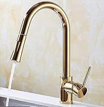 Torneiras, Golden Pull Out Spray Head Torneiras de cozinha 360 Rotação Torneira misturadora de cozinha Torneira misturadora de alavanca única Pia de cozinha Torneira de água quente e fria/a