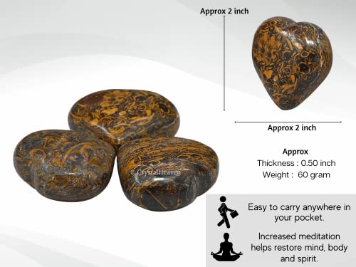 Image of Certified Mariyam Jasper Heart Palm Pebbles Stones For Anxiety Stress Relief Massage - Aaa Grade Original Healing Gemstone Agate Heart Palm Stone For Yoga Meditation Spiritual