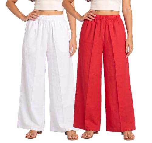 Image of Women Plazzo | Rayon Wide Leg for Women | Elastic Waist Flared Palazo Trousers | Comfortable Casual & Ethnic Wear Palazzo Pants