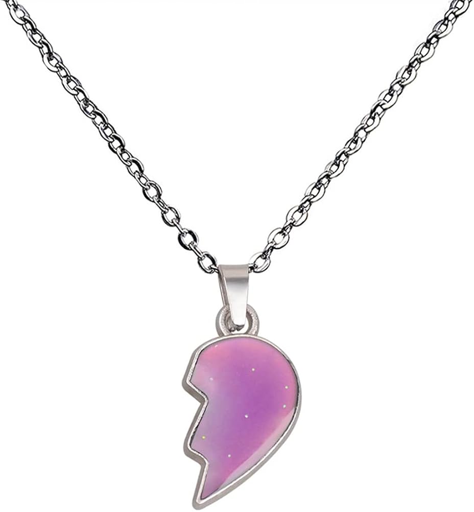 MiaLover 1 works Stainless Steel Friendship Necklace BFF Necklace Friendship Necklaces Couples Necklace Partner Jewelry for Changing Colors under Different Temperature for Gifts - Image 4