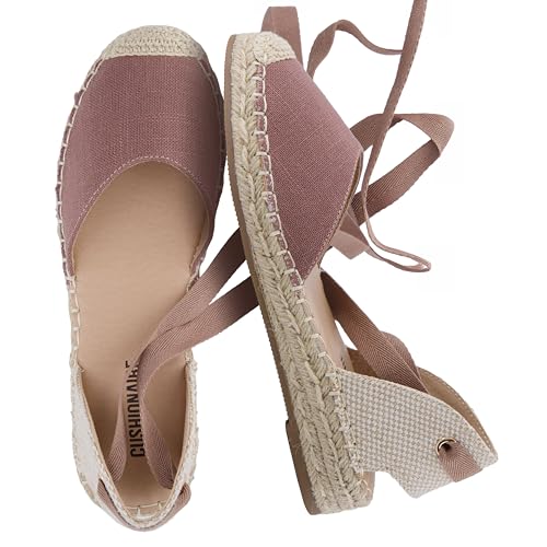 CUSHIONAIRE Talisa Espadrilles for Women Closed Toe Wedge Sandal with Elastic Ankle Strap and Jute Wrapped Sole CHOCOLATE 8