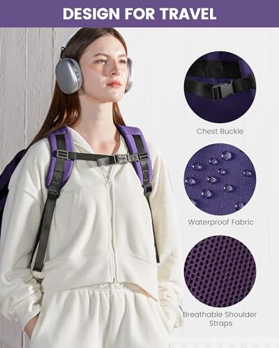 Image of LOVEVOOK 40L Travel Backpack - Carry On & Personal Item for Women & Men, Spacious & Durable with 3 Packing Cubes
