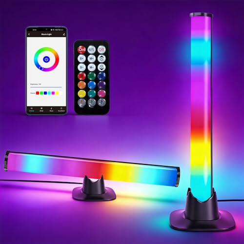 Barres lumineuses LED RVB intelligentes par lot de 2 pour PC et ambiance gaming avec télécommande