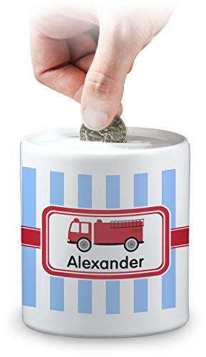 Personalized Firetruck Coin Bank