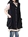 Mordenmiss Women's Sleeveless Coat Big Pockets Waistcoat Travel Hoodie Vest (X-Large, Style 1-Black)