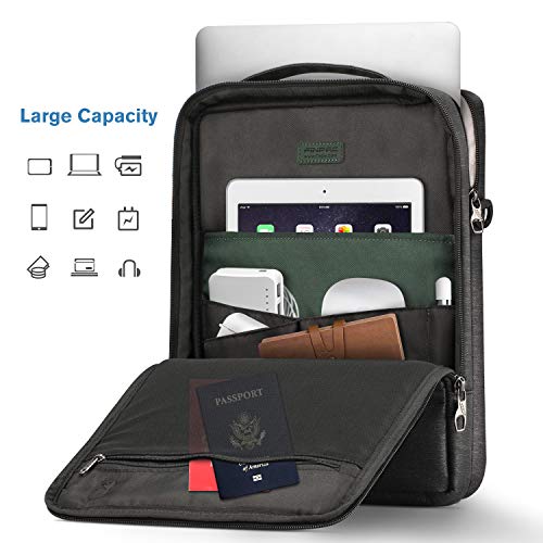 FINPAC Laptop Schoudertas voor 14 inch MacBook Pro 2021, 13,3 inch MacBook Pro/Air M1, iPad Pro 12.9 2018-2021, Surface Pro X/8/7/6/5, Waterbestendig Tablet Draaghoes met Elektronica Organizer - Image 3
