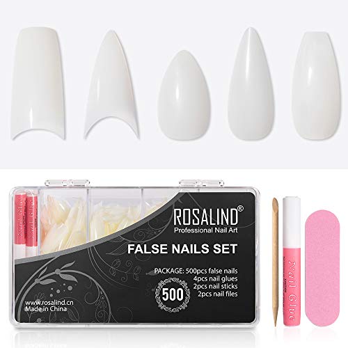 VOXURY 500 Piezas Puntas de Uñas Acrílicas Blancas Natural Cover