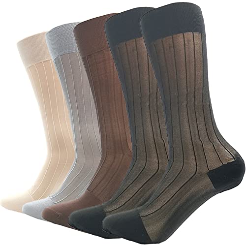 Nanxson 5/10 Pairs Men's Ultra Thin Socks Sheer Casual Sock Dress Socks