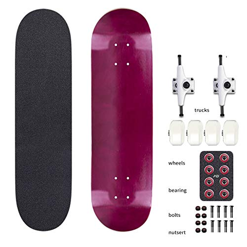 MLJ Monopatín Profesional de Color sólido 31 Pulgadas 7 Capas de Madera de Arce Ruso, Adecuado para Principiantes, niños, Adolescentes y Adultos (Color : F)