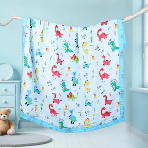Image of SMILE BABY 100% Organic Cotton 6-Layer Muslin Baby Blanket (100x110 cm) is Super Soft, Breathable, and Gentle on Baby's Skin. Perfect for Comfort, Warmth, and Everyday use. Includes 1 Blanket