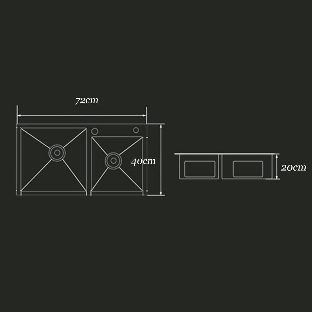 Nano Kitchen Sink Handmade Thickened Sink Stainless Steel Sink Black Dish Basin Sink Set (Color : Black(A), Style : 72 * 40 * 20cm)
