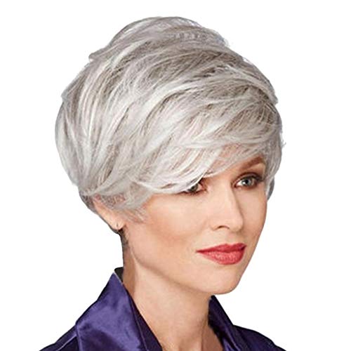 Kadola Short Curly Wigs for White Women White Bob Hair Wig Natural Looking Heat Resistant Synthetic Fashion Wig with Wig Cap