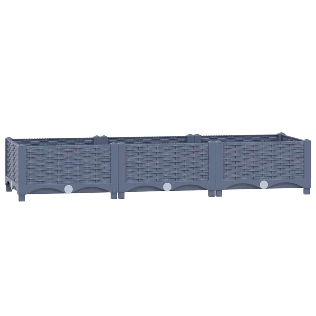 vidaXL Raised Garden Bed - Spacious 120x40x23cm Polypropylene Planting Bed for Outdoor Use - Grey Rectangular Planter for Garden, Balcony or Patio