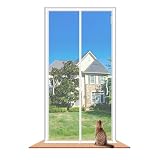 LAIJIANG Zanzariera per Gatti 110x220cm - Porta Rete Rinforzata con Zip, Maglia Ventilata Anti-Graffio e Zanzare, Sicurezza Anti-Fuga per Cuccioli/Gatti Nuovi (Bianco)