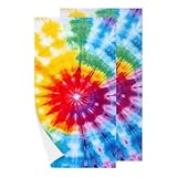RPWOBBYQ Tie Dye Rainbow Hand Towels Set of 2 Soft Theme Towel Small Bath Towels Absorbent Bathroom Decorative for Farmhouse Spa Gym Kitchen 28 X 14 in Dish Washcloths