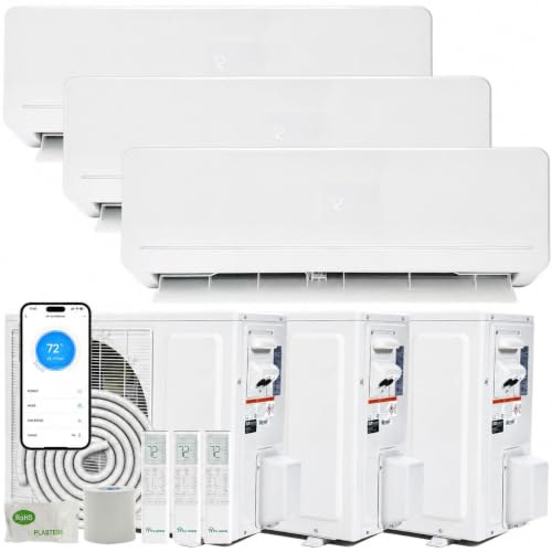 Image of YITAHOME 27000 BTU Mini Split AC /Heating System 18 SEER2 9000 BTU *3 Set | 9000*3 BTU WiFi Enabled 115V Dual Zone Ductless Air Conditioner with 3 Outdoor Units, Enable Different Modes Simultaneously