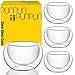PunPun Tea cups Set of 4-Double Wall Borosilicate Glasses-Espresso Cups Set-Heatproof Insulating-Teacups glass-2.7oz-Demitasse Gift Box-Hand Made-Lead free