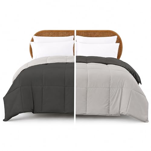 Image of Modern Threads Down Alternative Reversible Comforter Black /Silver Twin