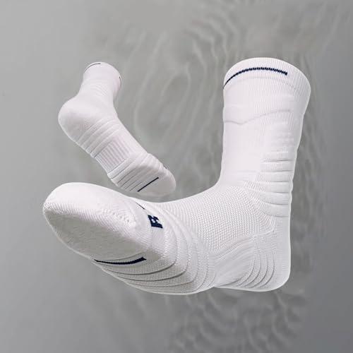 Socks for Sports, Fitness and Casual Outing, Machine Washable, Comfortable, Breathable, High Resilience, Soft, Abrasion-Resistant, Pilling-Resistant - 1 Pack, White