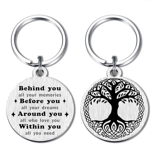 Image of Alotozo Norse Viking Keychain for Men Women - Compass, Tree of Life, Wolf, Odin, Ravens Mythology Gift for Birthday Christmas