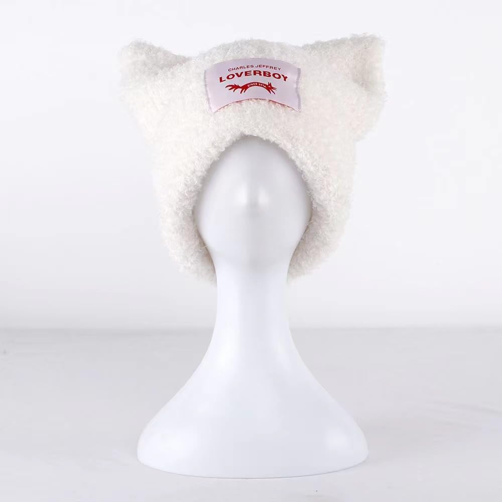 Knitted Beanie Hat Cute Rabbit Long Ears Fun Caps Fluffy Winter Warm Knitted Rabbit Hats Outdoor Slotty Cap