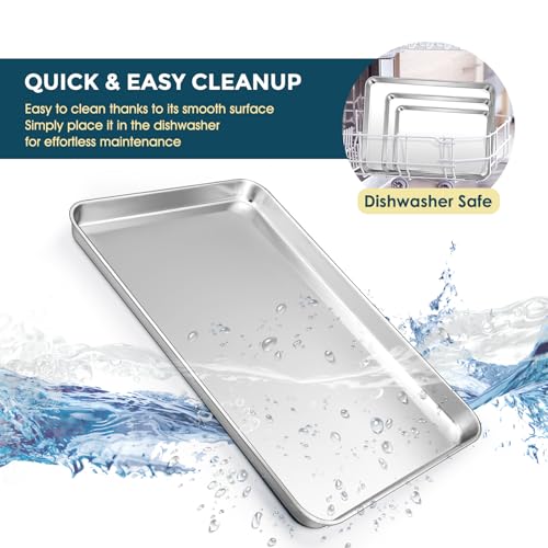 E-far Stainless Steel Baking Sheet Set of 3, 12.4”/10.5” /9.4” Cookie Sheet for Oven, Rimmed Metal Tray for Cooking Baking Bacon, Non-toxic & Dishwasher Safe by E-far - Image 6