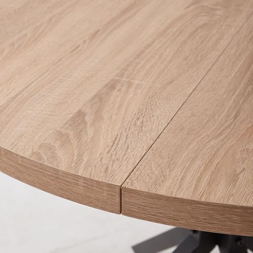 Juego de comedor moderno de madera natural con mesa de 100 cm y sillas tapizadas 5