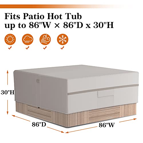 MR. COVER Hot Tub Cover Cap Waterproof, 86 x 86 Spa Cover, Outdoor Square Cover for Hot Tub Hard Cover, Heavy Duty 600D… - Image 3