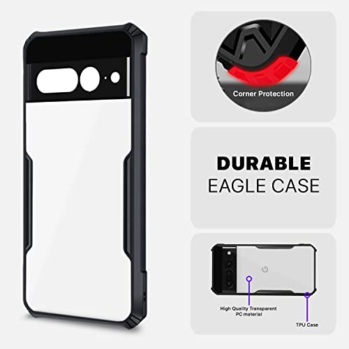 Image of Pikkme Google Pixel 7 Pro Back Cover | Crystal Clear Transparent Back | Ultra Hybrid | Full Camera Protection | Raised Edge | Bumper Back Case for Google Pixel 7 Pro (Black)