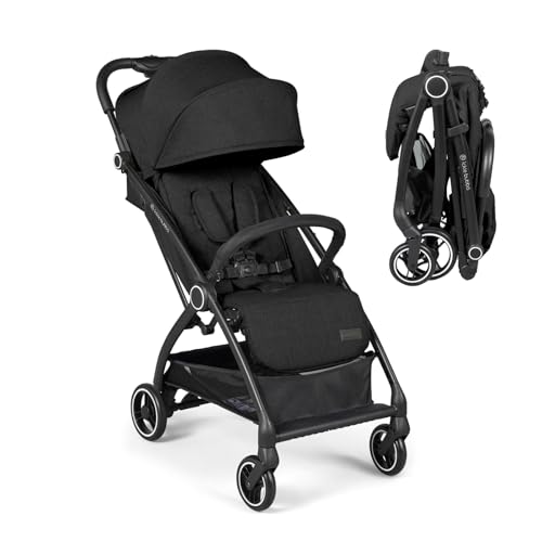 Ickle Bubba Aries Autofold Stroller - Feather-Light Design, Multi-Position Recline, and Handy Auto-Fold Mechanism, Large Seat from Birth to 22kg, UPF 50+ Hood, and Spacious Basket (Black)