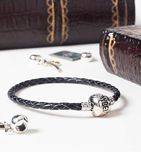 Image of Official Harry Potter JewelryBlack Leather Charm Bracelet for Harry Potter Slider Charms Available in 4 Sizes (20 Centimeters)