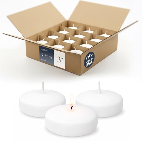 Floating Candles 3 inch White, Unscented Dripless Wax Discs | Made in USA Long Burning Floating Candles for Centerpieces 8-10 Hour Burn Time, Weddings, Parties, Home Décor & Holidays - Royal Imports