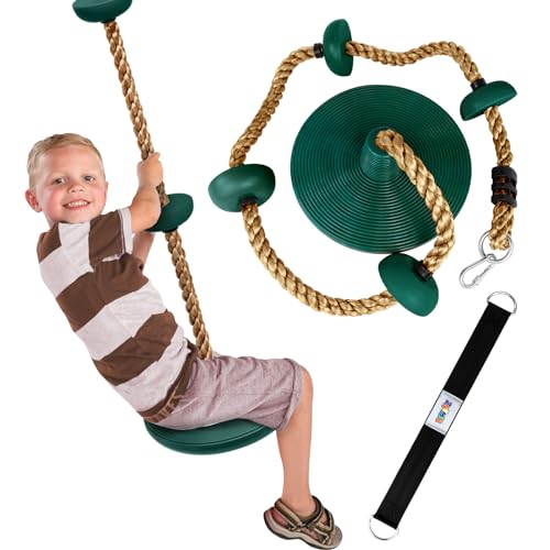 Zncmrr Climbing Rope With Platforms And Disc Swing Seat Set Playground Accessories Including Bonus Hanging Strap & Carabiner thumb #1