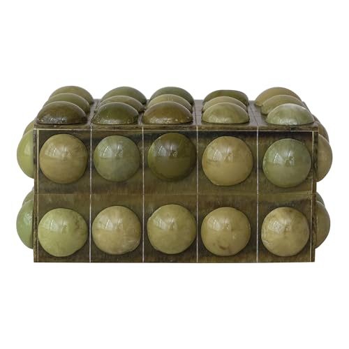 Creative Co-Op Handmade Marbled Resin Bobbin Box Green