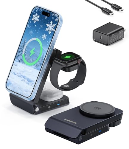 Koolehaoda 3-in-1 ���C�����X�[�d�X�e�[�V���� Qi2.2�F��25W�[�d�� MagSafe�Ή� TEC�y���`�F�f�q+��p�t�@���� iPhone 17/16�i iOS 26�o�[�W�����ȍ~�j15/14/13/12 Google pixel 10