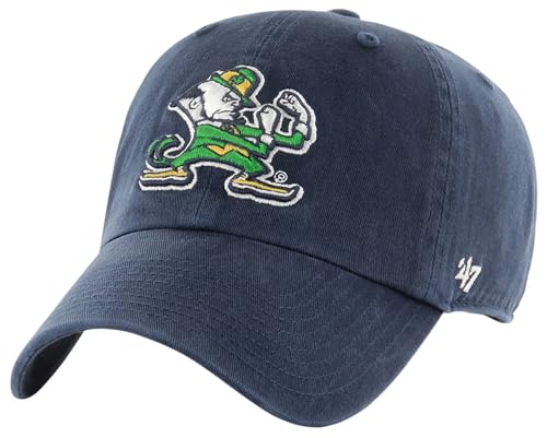 47 NCAA Unisex-Adult Clean Up Adjustable Hat Cap One Size (US Alpha One Size Notre Dame Fighting Irish - Navy)