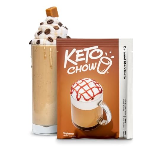 Keto Chow Caramel Macchiato | Keto Meal Replacement Shake Powder | Nutritionally Complete Keto Food | Low Carb Keto Meals | Delicious Easy Meal Substitute Drink | Protein Rich You Choose The Fat| Single Meal Sample | 1 Serving