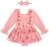 grehava Baby Girl Strawberry Dress First Birthday Outfit Infant Romper Tulle Dress for Photoshoot 12-18m