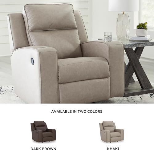 Image of Signature Design by Ashley Faux Leather Rocker Recliner Chair, Pebble Gray