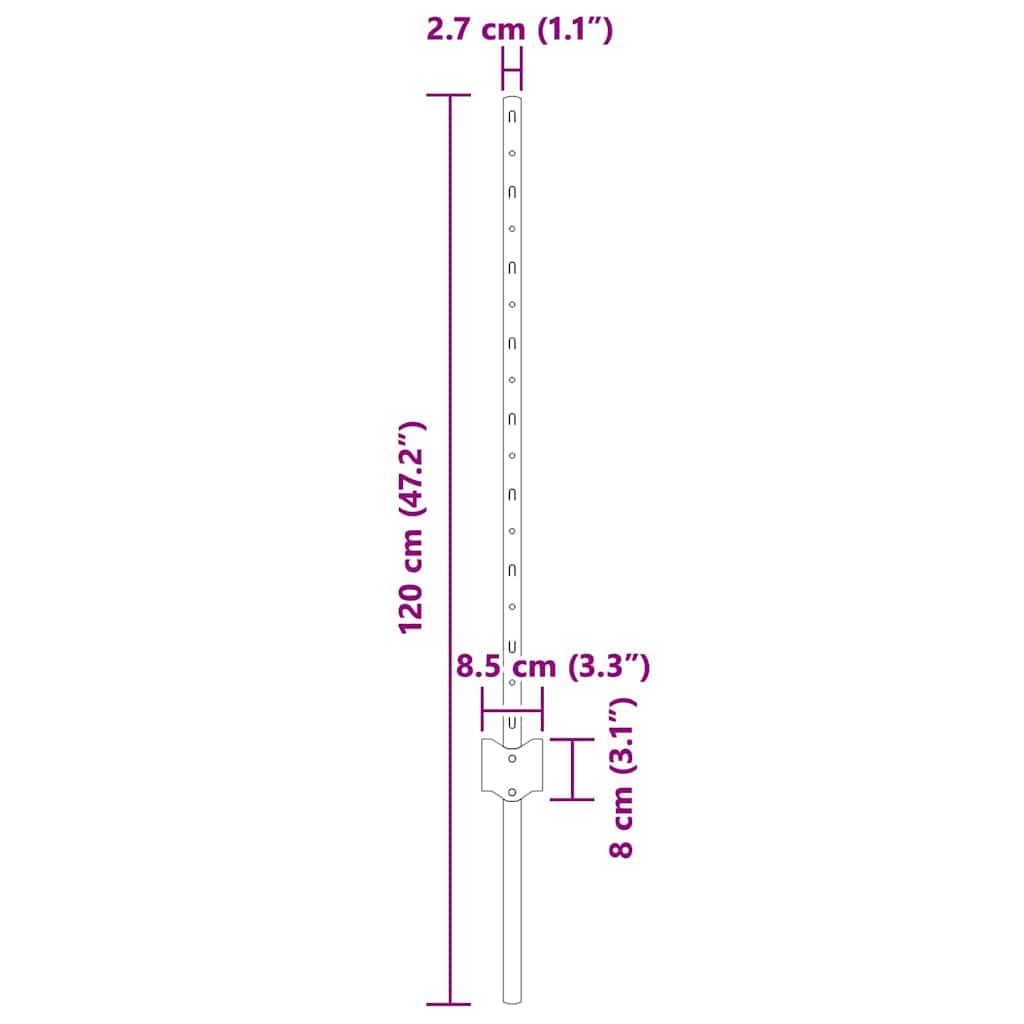 Grey Steel Fence Post, 11 Pcs, 31.50 Inches, Durable Metal for Outdoor Garden & Patio, Weather-Resistant Support