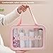 DAPOWER Travel Toiletry Bag for Women, Matte Translucent Toiletry Bag with Handy Handle, Makeup Cosmetic Organizer Bag for Travel Toiletries Accessories (Pink)