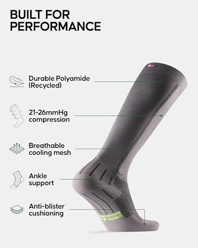 DANISH ENDURANCE Graduated Compression Socks, 21-26mmHg, for Women & Men, 2-Pack2