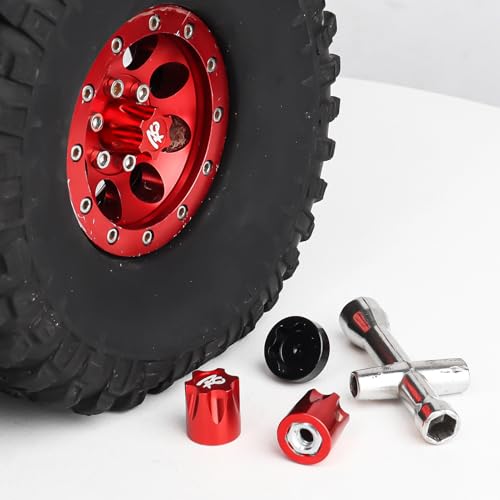 Cache-moyeux en aluminium Hobbypark rouge haute résistance pour protéger les jantes de RC Crawler - 5